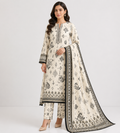 Off-white with black traditional print Beautiful 3-piece