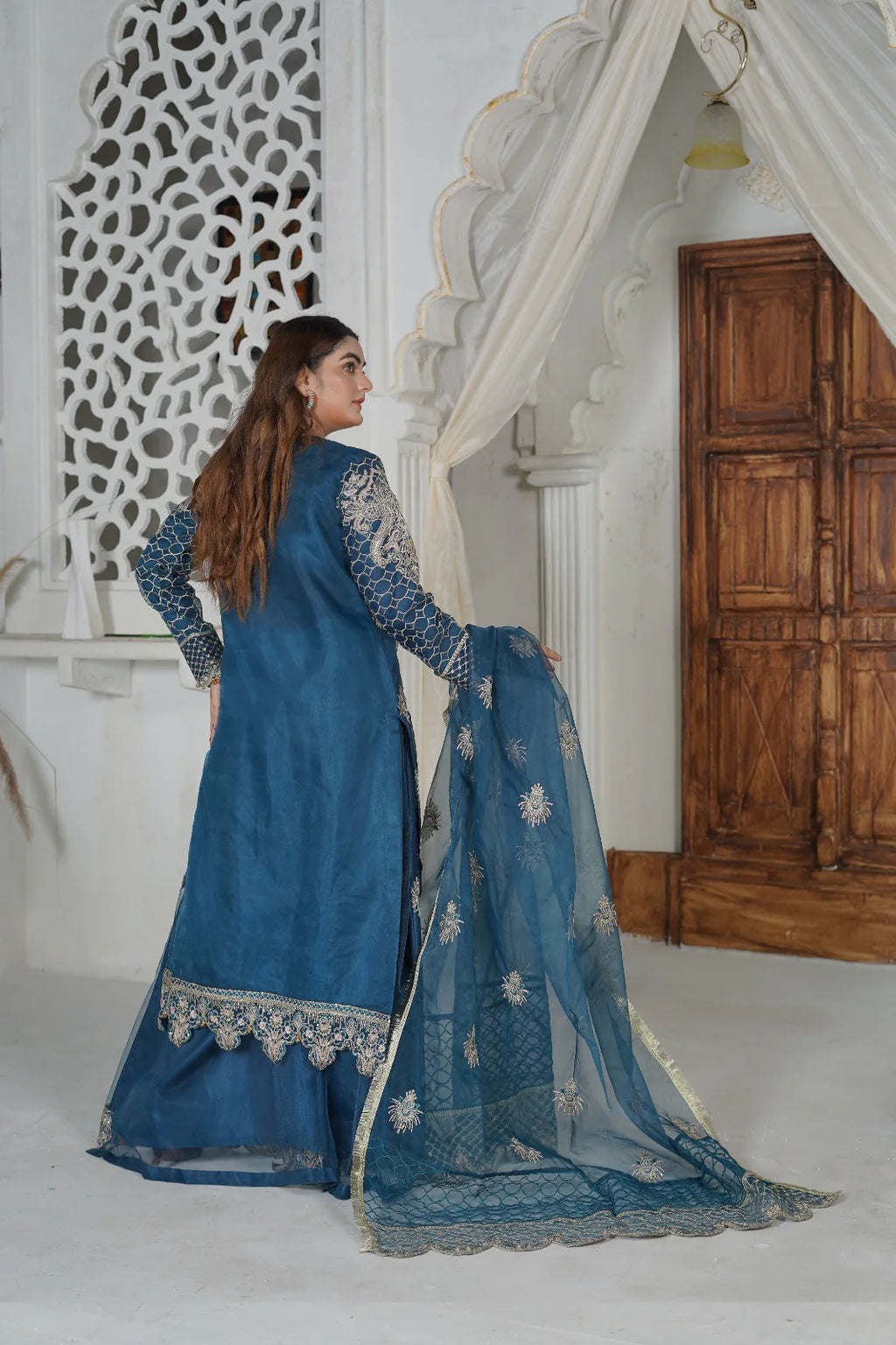 CLAIRE Luxe | SS-1041 – D.Blue Sharara Set by Sundar Stitch
