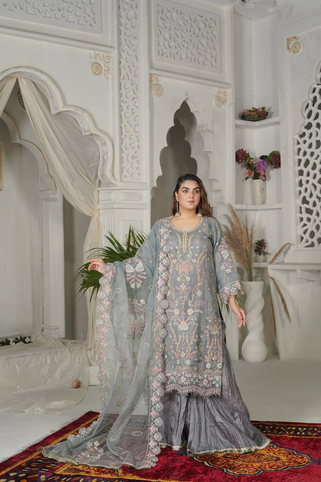 SPARKLE FLAKE | SS-1039 – Grey Sharara Set by Sundar Stitch