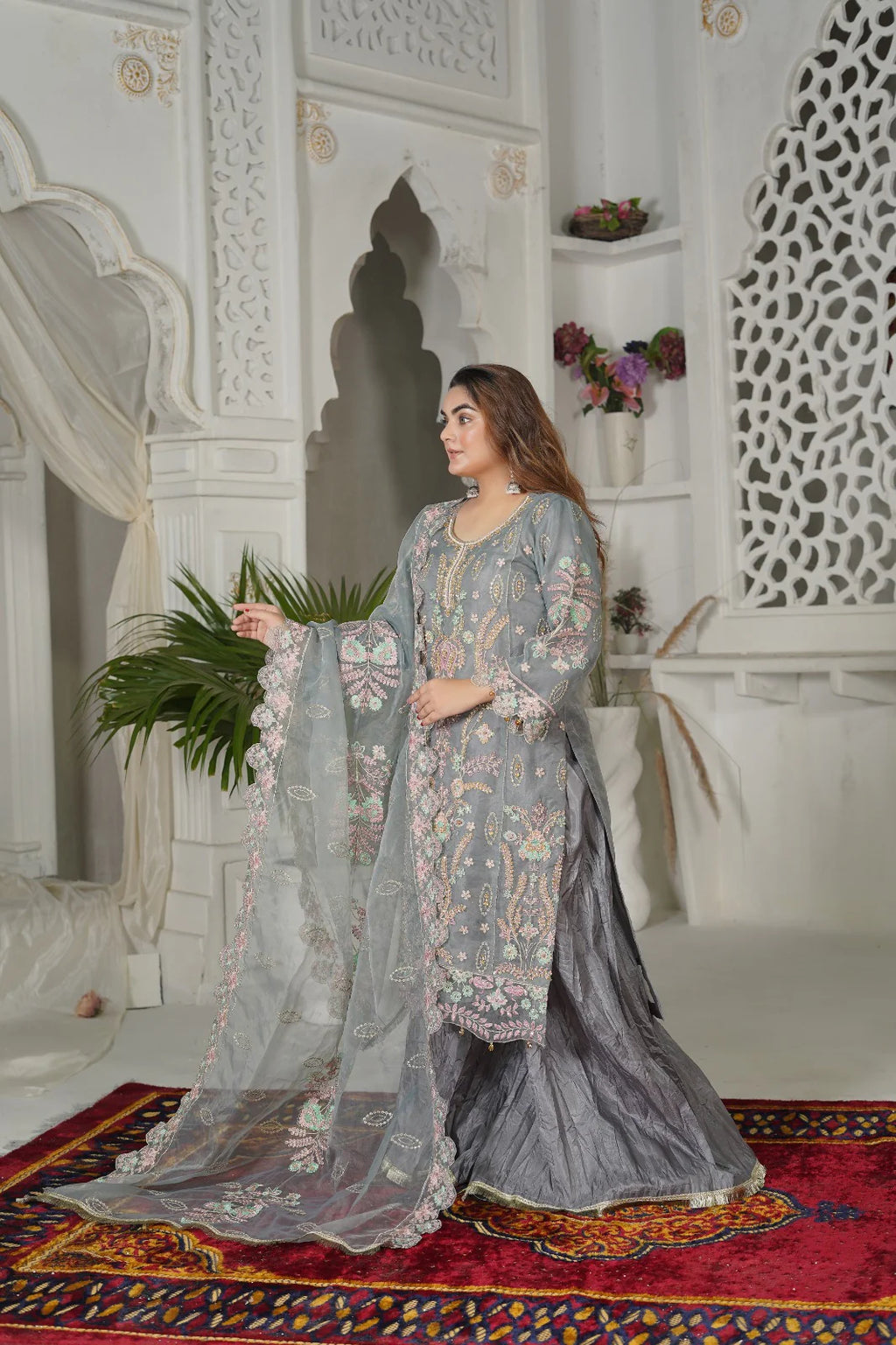 SPARKLE FLAKE | SS-1039 – Grey Sharara Set by Sundar Stitch