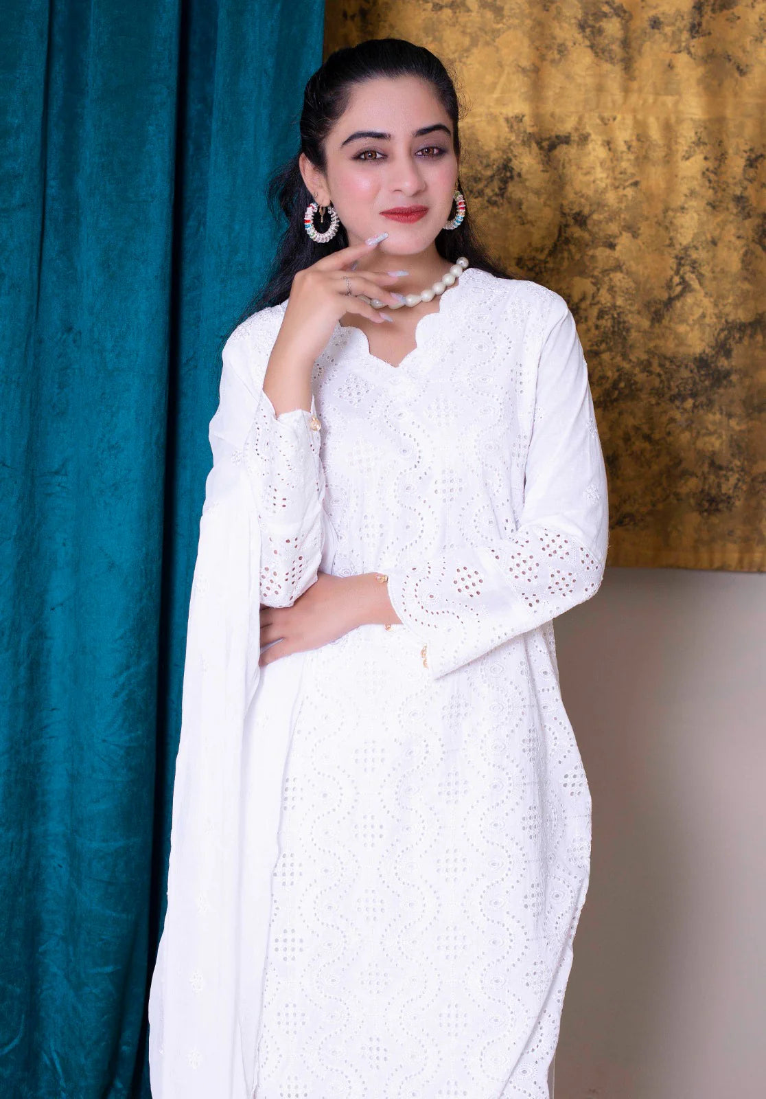 LUXE LOOK | SS-1007 – Elegant Schiffli Lawn Kurta Set