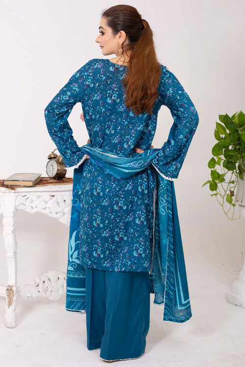 BLUSHING IVY | SS-1016 – Steel Blue Lawn Patchwork Kurta Set