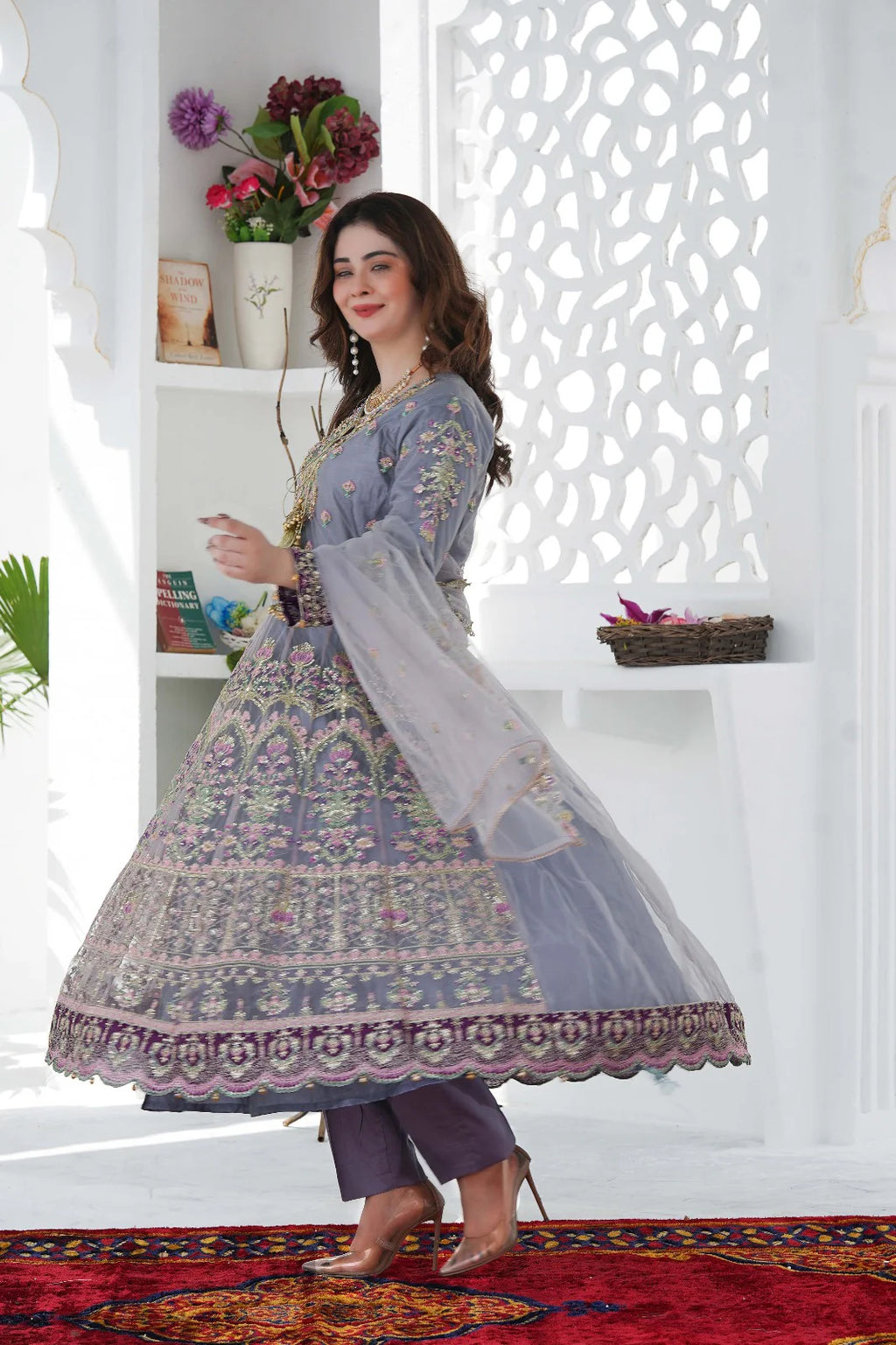 MORNING GLORY | SS-1024 – Multihead Embroidered Firak with Crystal Handwork ✨