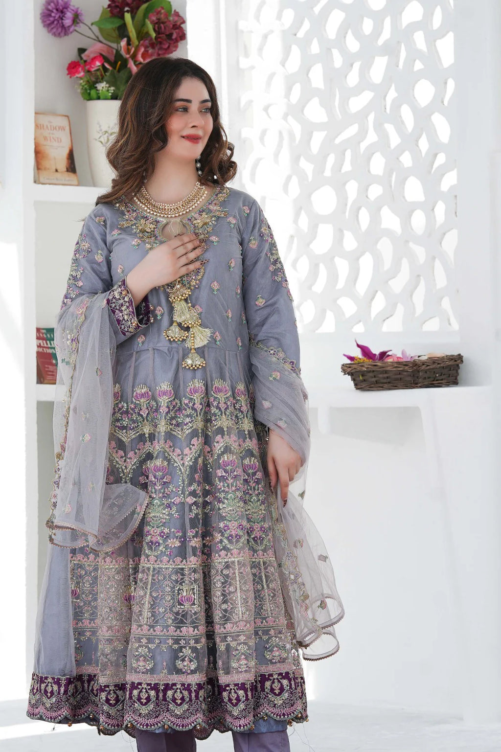 MORNING GLORY | SS-1024 – Multihead Embroidered Firak with Crystal Handwork ✨