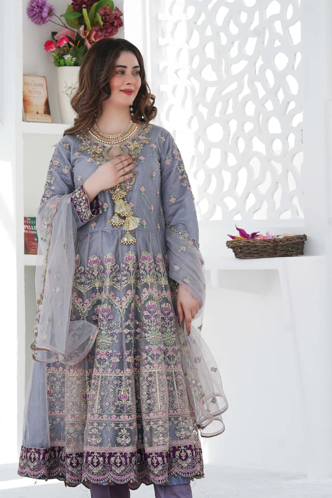 MORNING GLORY | SS-1024 – Multihead Embroidered Firak with Crystal Handwork ✨