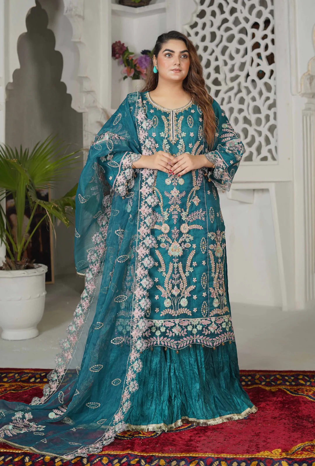 GARDEN BLOOM | SS-1038 – Zinc Organza Sharara Set