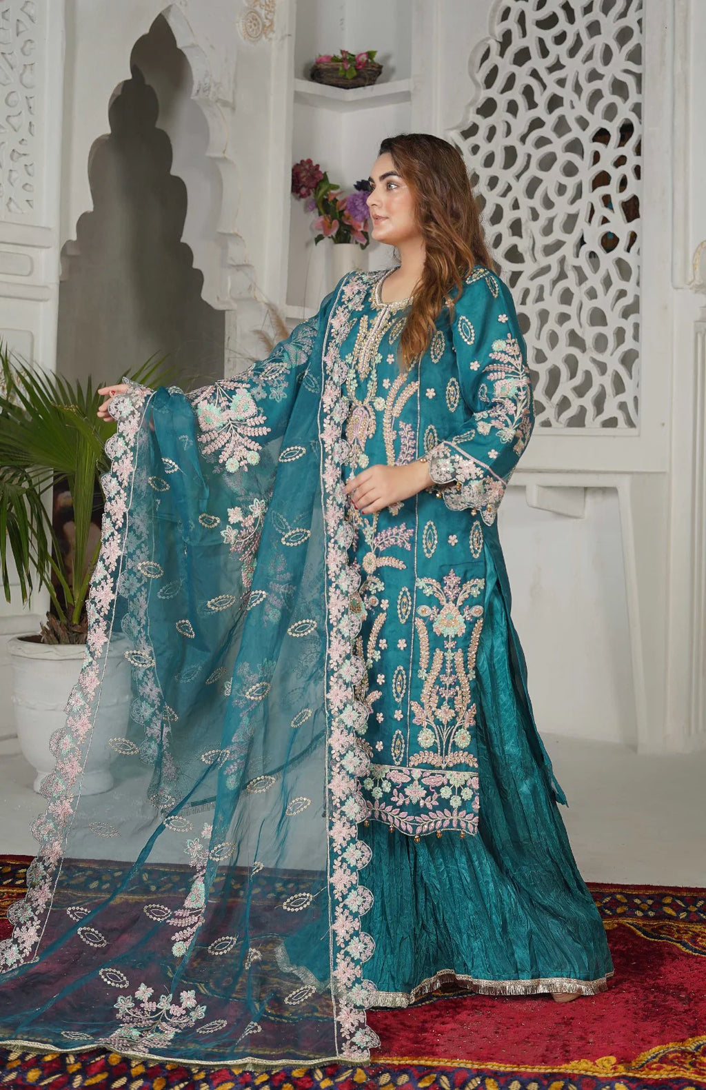 GARDEN BLOOM | SS-1038 – Zinc Organza Sharara Set