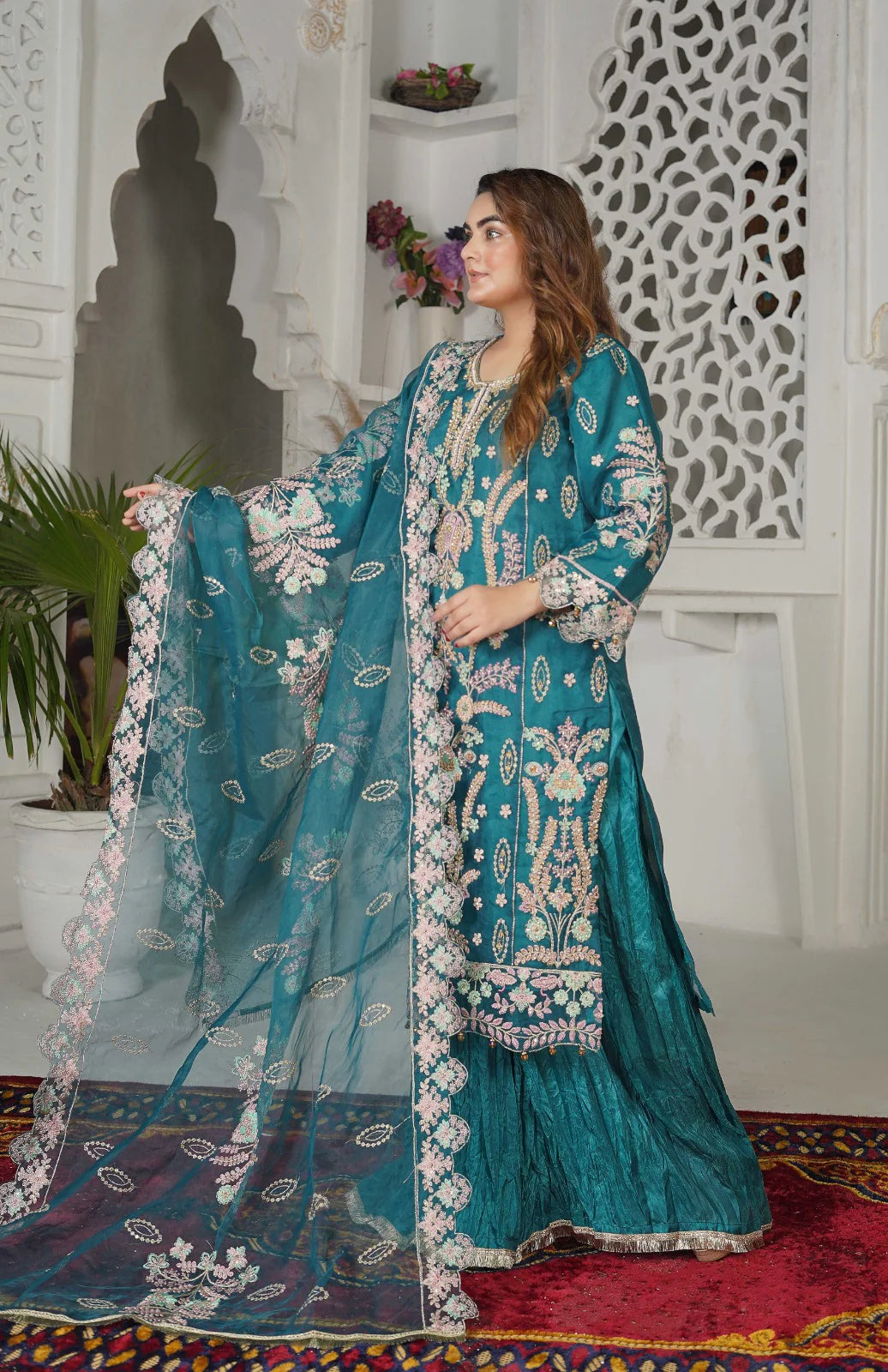 GARDEN BLOOM | SS-1038 – Zinc Organza Sharara Set