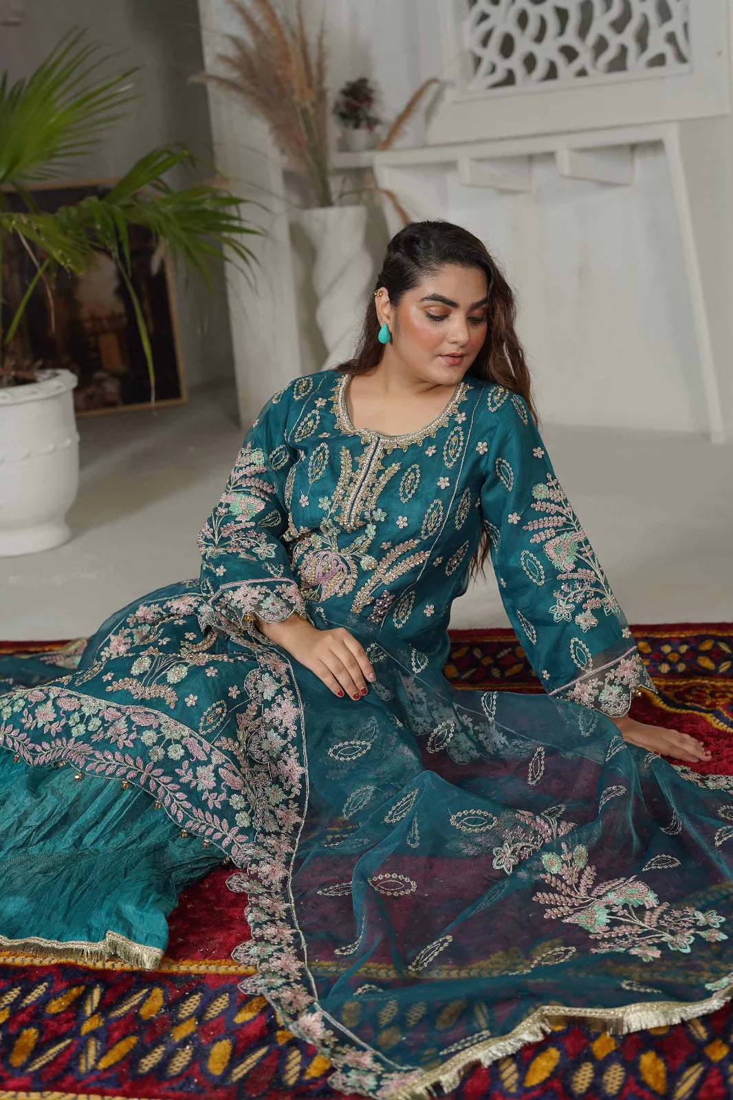 GARDEN BLOOM | SS-1038 – Zinc Organza Sharara Set