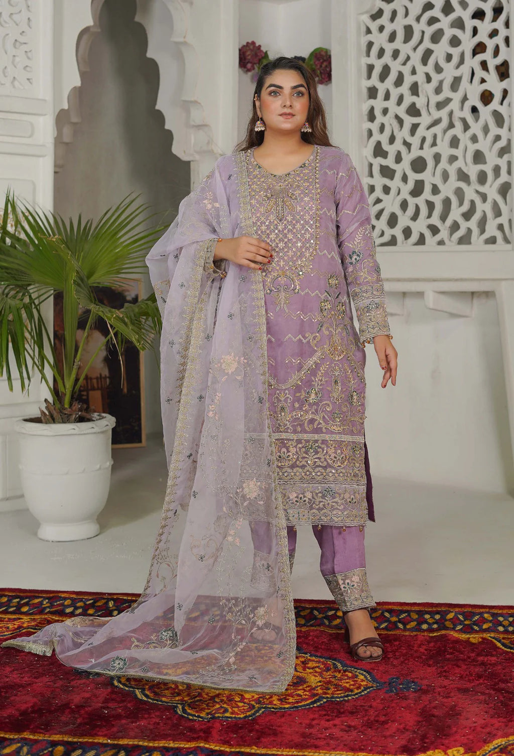 OPULENT AURA | SS-1042 – Purple Organza Kurta Set