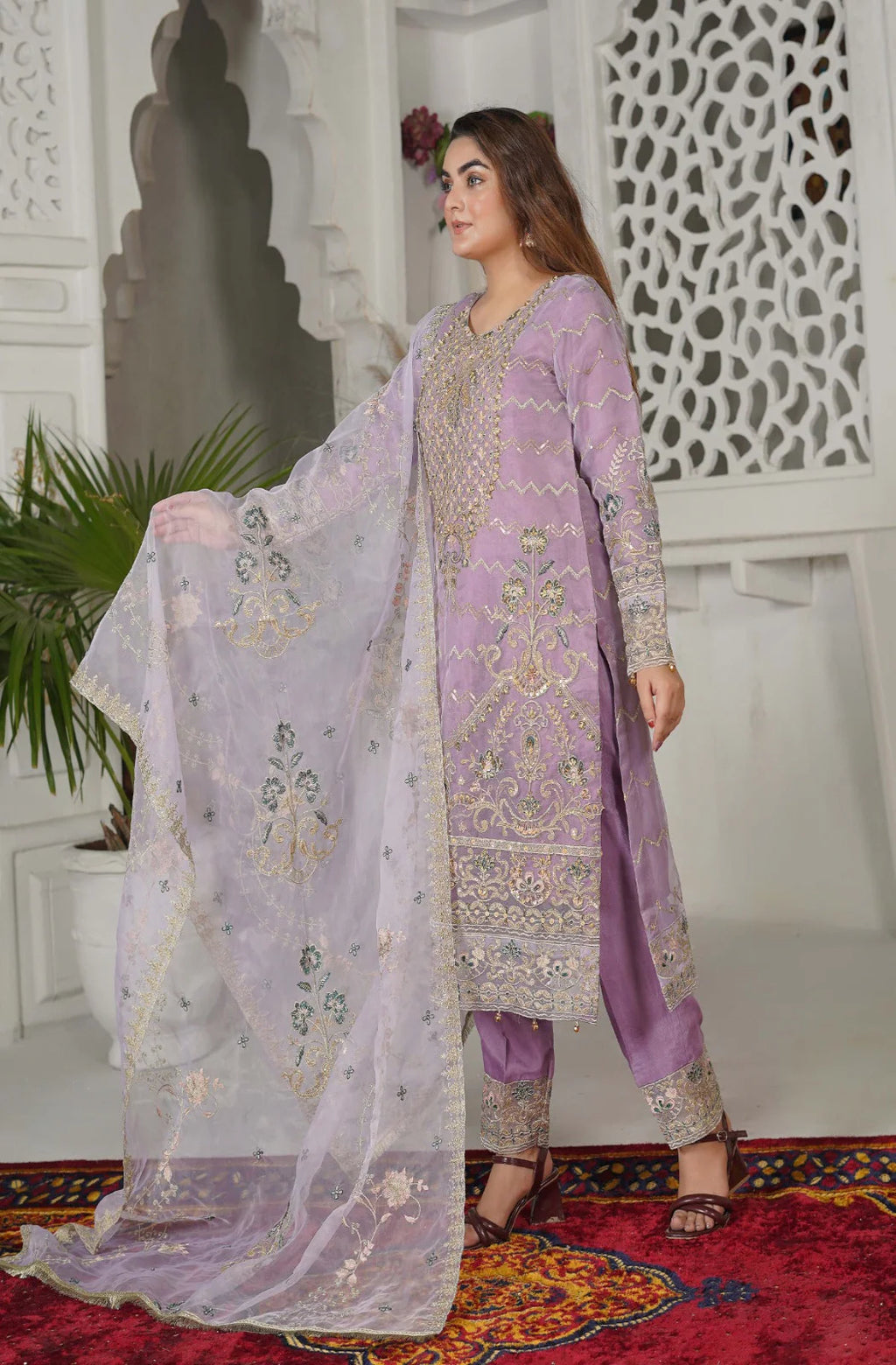 OPULENT AURA | SS-1042 – Purple Organza Kurta Set