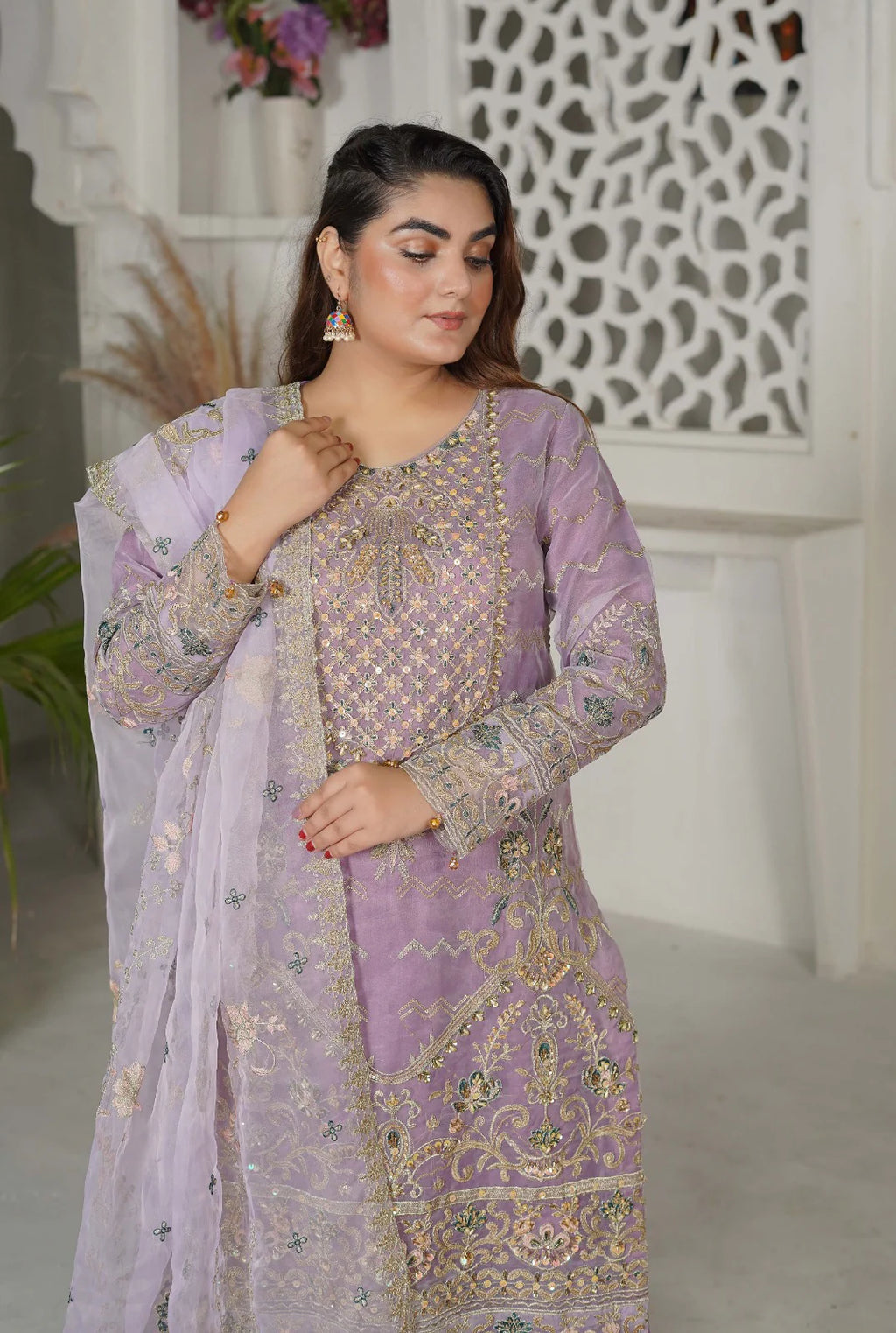 OPULENT AURA | SS-1042 – Purple Organza Kurta Set