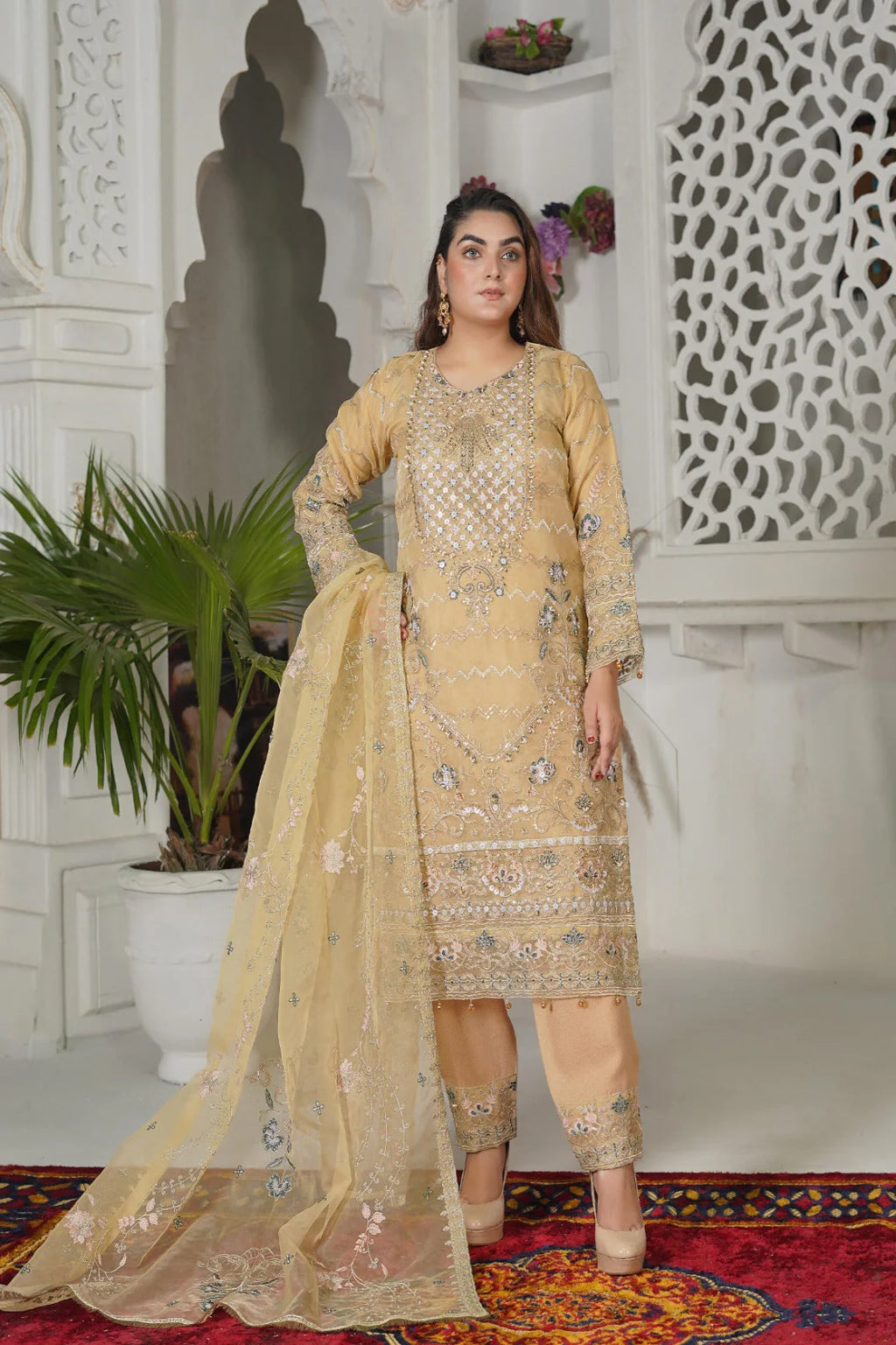 GLAM GODDESS | SS-1043 – Lemon Organza Kurta Set