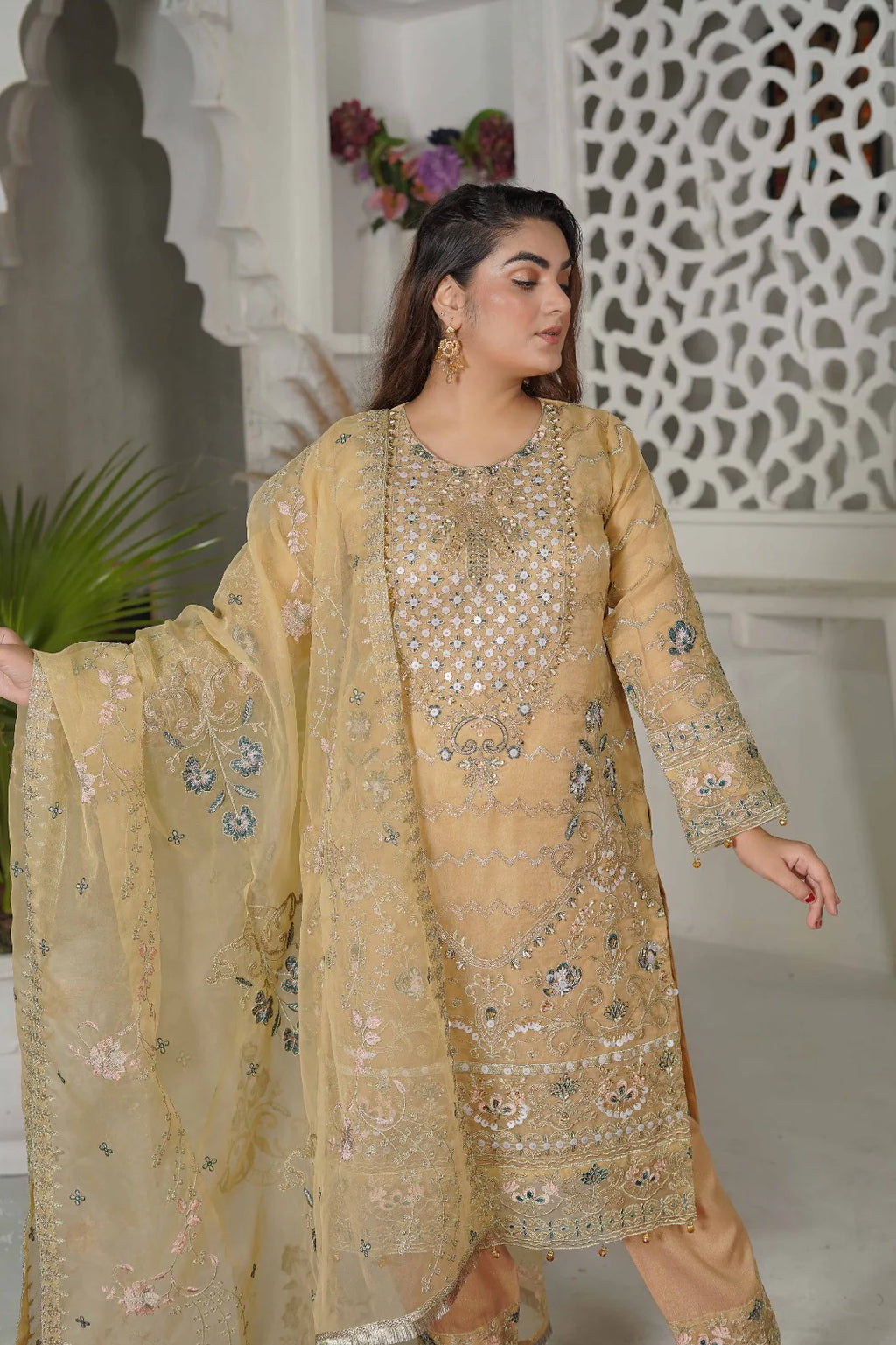 GLAM GODDESS | SS-1043 – Lemon Organza Kurta Set