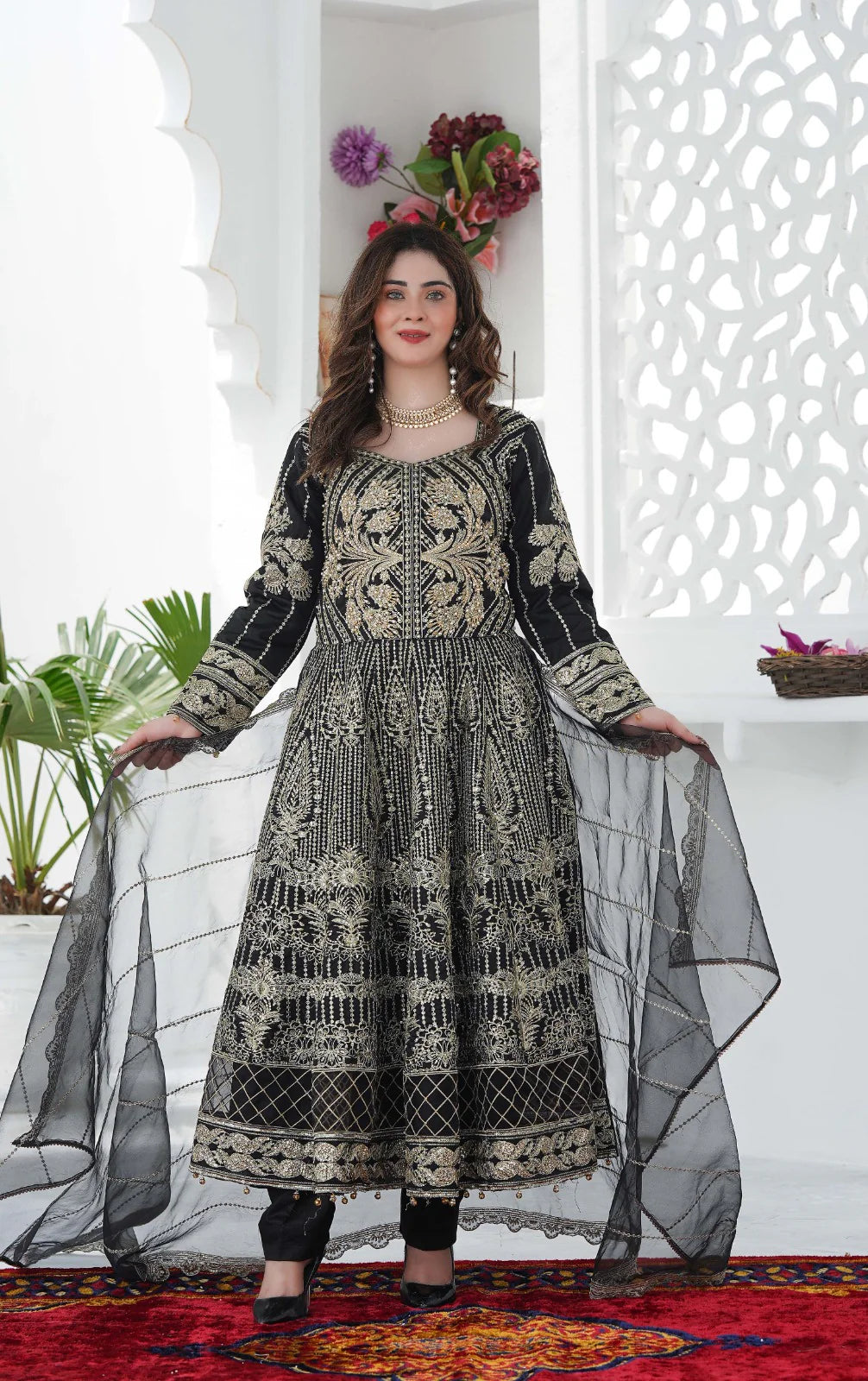 DREAM LUXE MAXI | SS-1022 – White Embroidered Maxi with Crystal Handwork ✨