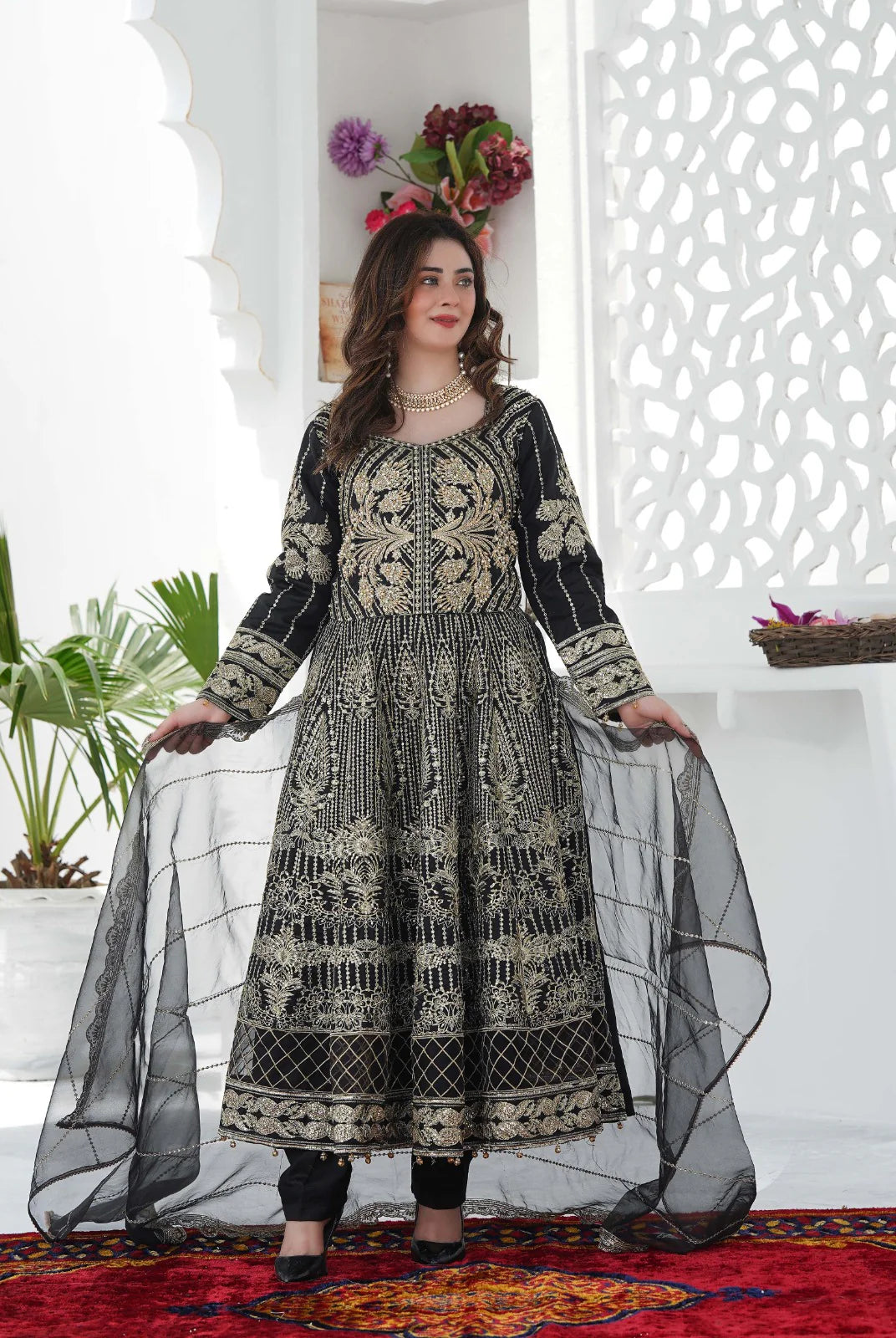 DREAM LUXE MAXI | SS-1022 – White Embroidered Maxi with Crystal Handwork ✨