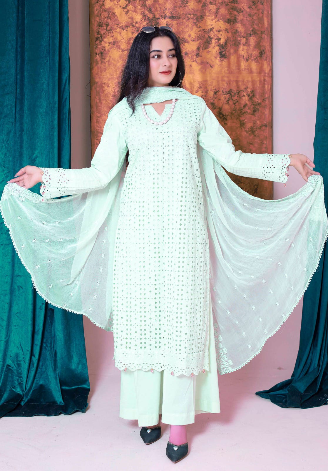 MINTY MOOD | SS-1009 – Fresh Schiffli Lawn Kurta Set
