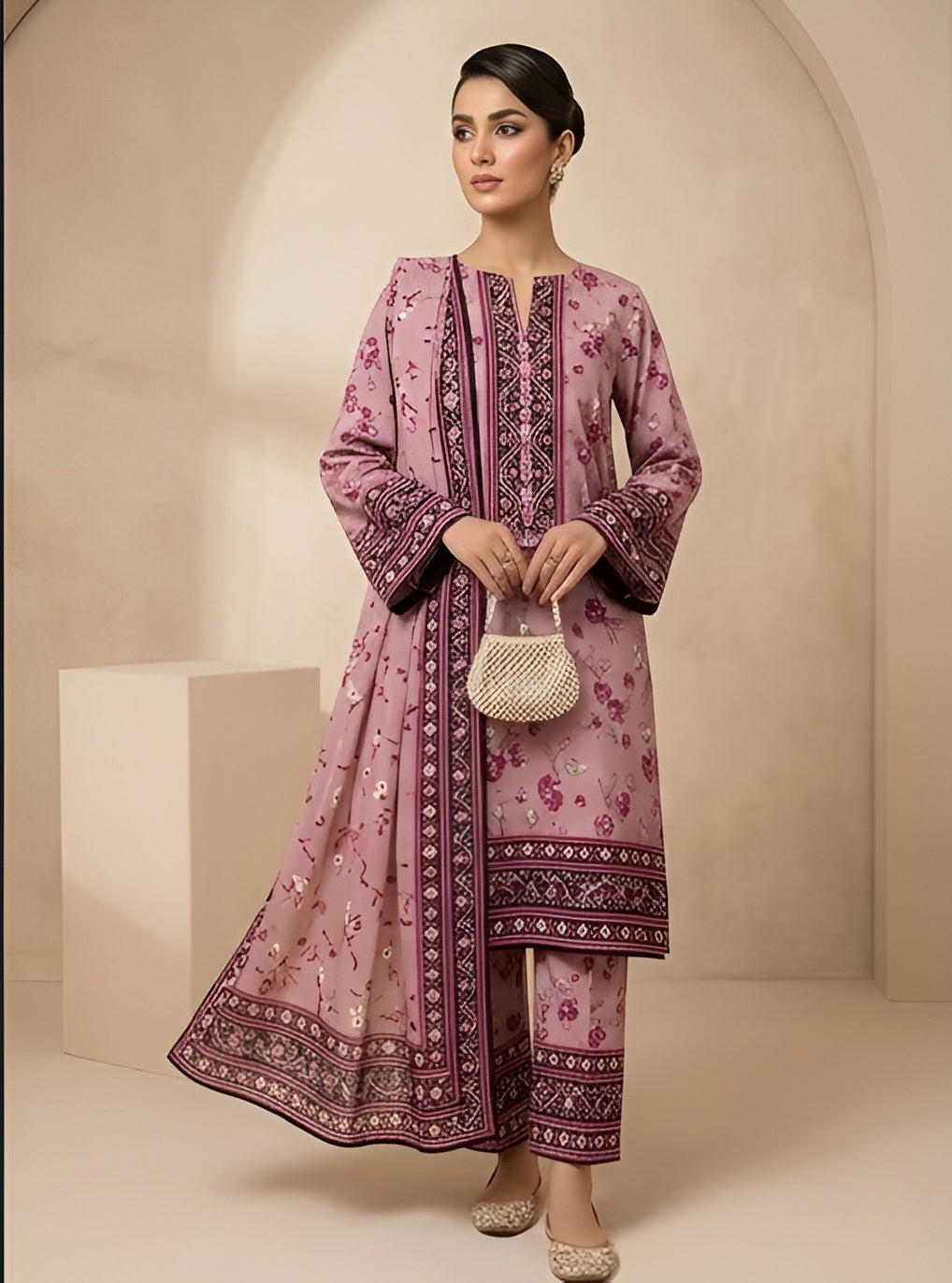 Soft Pink Elegance 💕delicate floral print ke sath bohat hi graceful aur premium