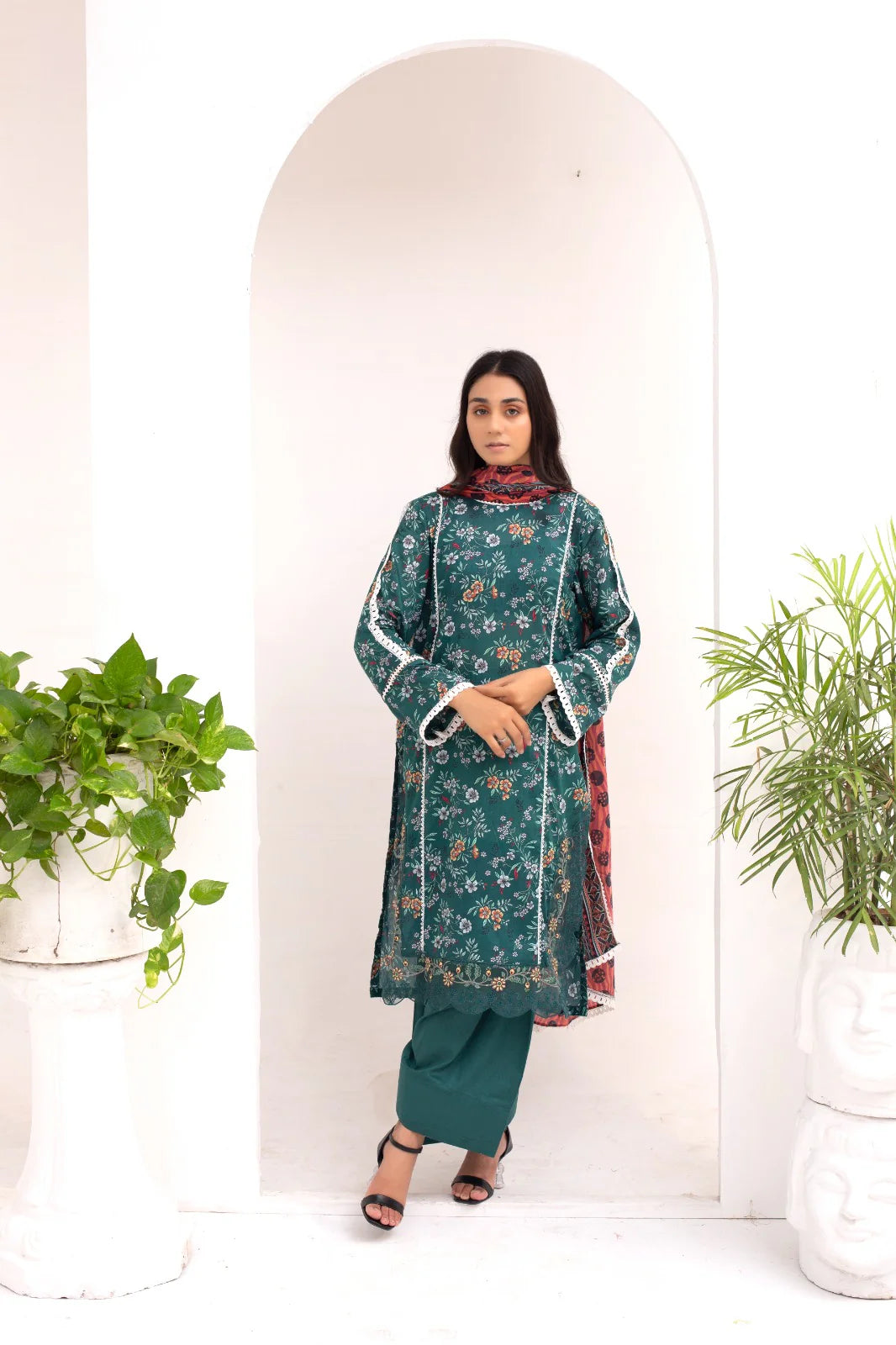 ROSE REVERIE | SS-1010 – Green Lawn Patchwork Kurta Set