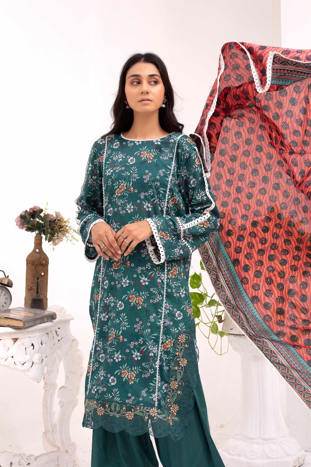 ROSE REVERIE | SS-1010 – Green Lawn Patchwork Kurta Set