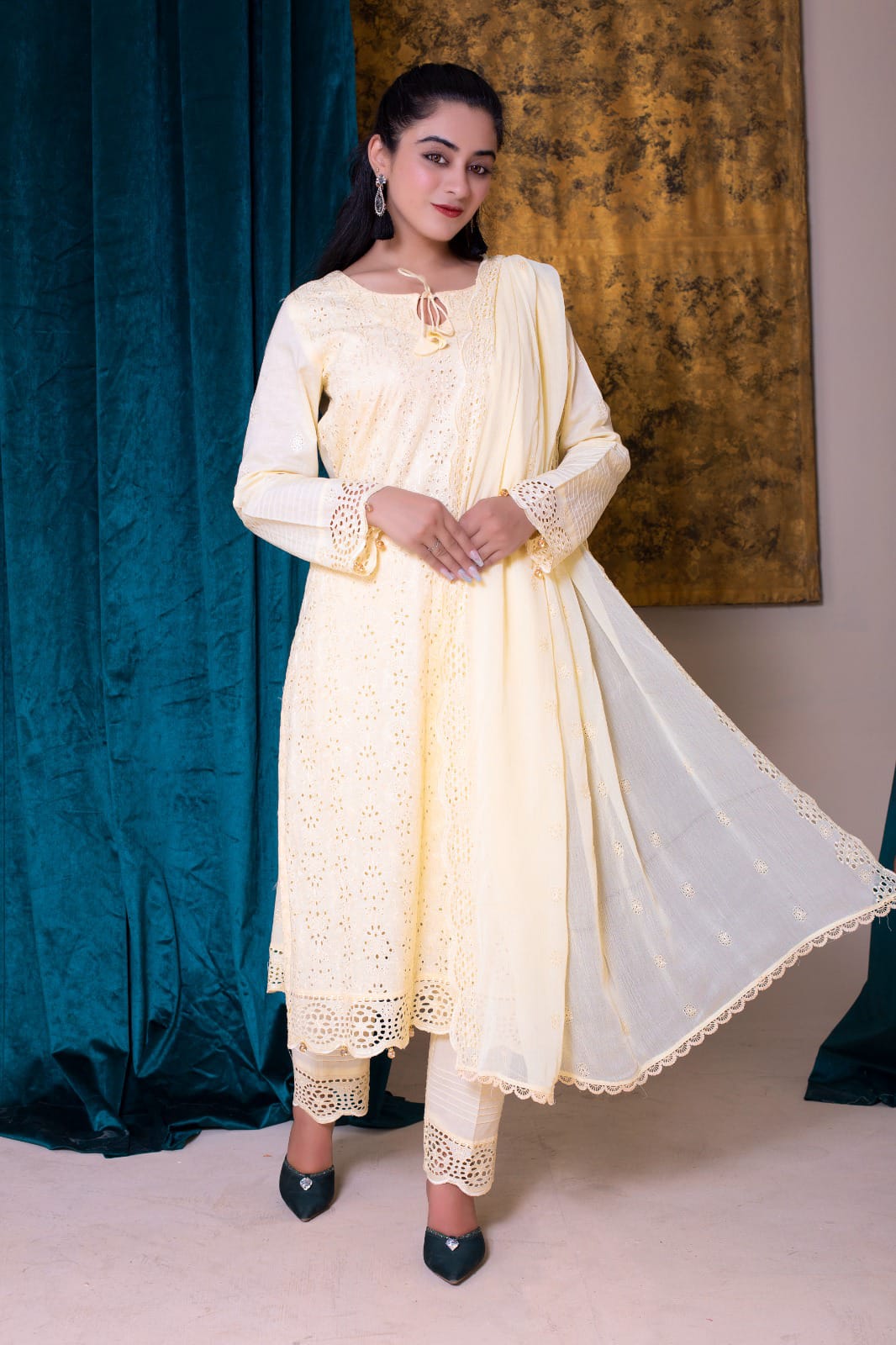 LEMON LUSH | SS-1004 – Elegant Schiffli Kurta Set
