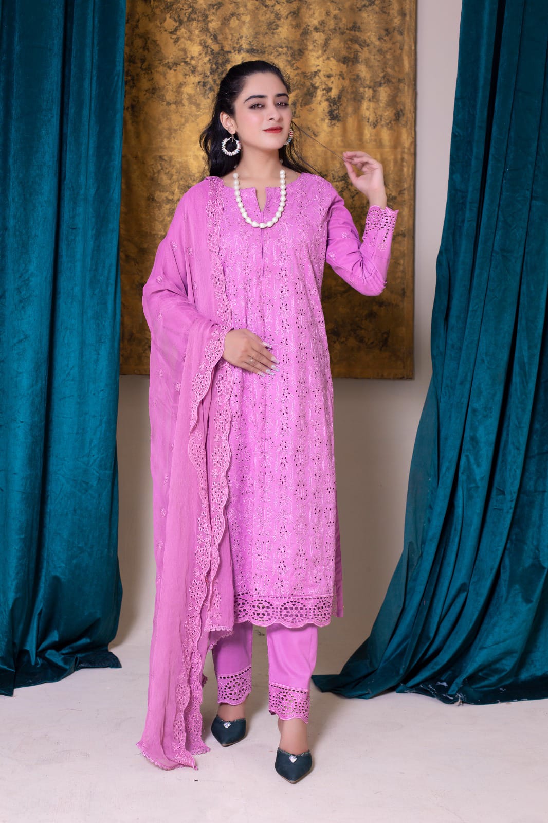 RUBY ROSE | SS-1008 – Elegant Schiffli Lawn Kurta Set