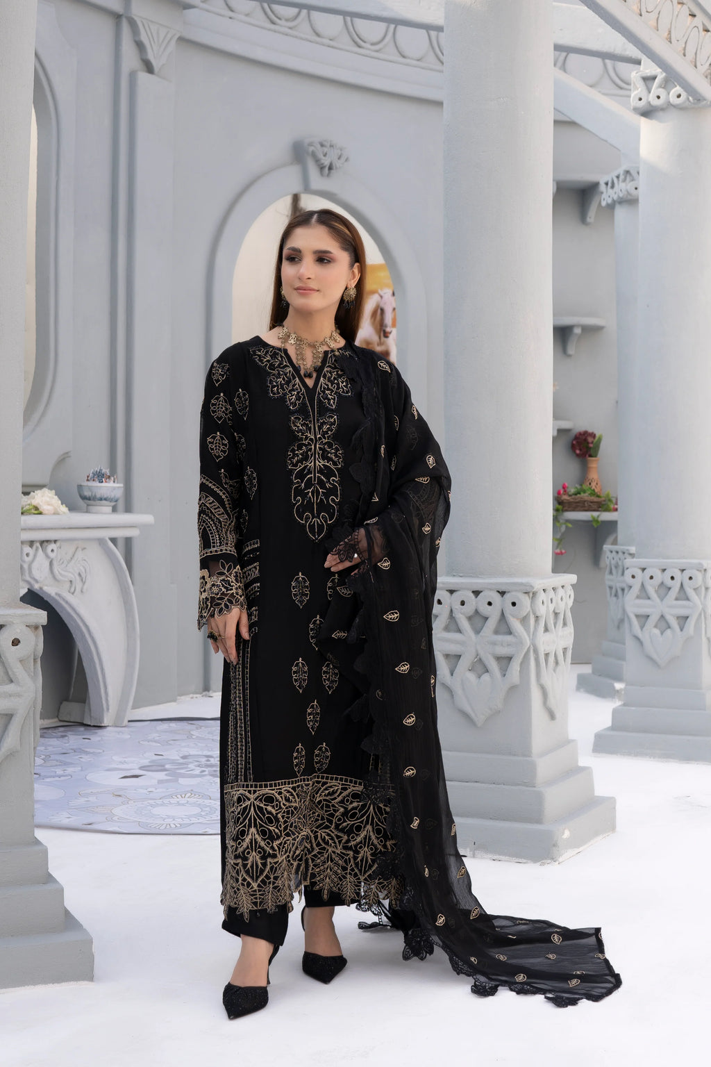 LIGHT CORAL | SS-1044 LONG KURTA 3PCS DRESS
