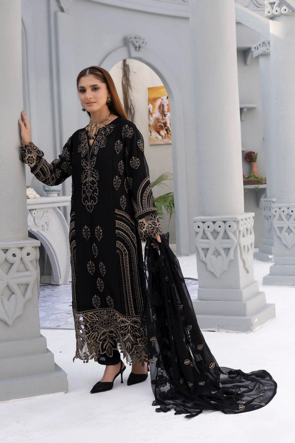 LIGHT CORAL | SS-1044 LONG KURTA 3PCS DRESS
