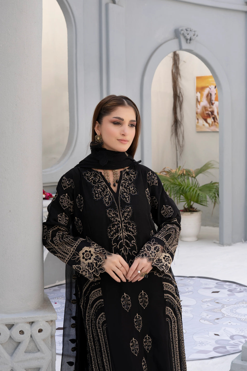 LIGHT CORAL | SS-1044 LONG KURTA 3PCS DRESS