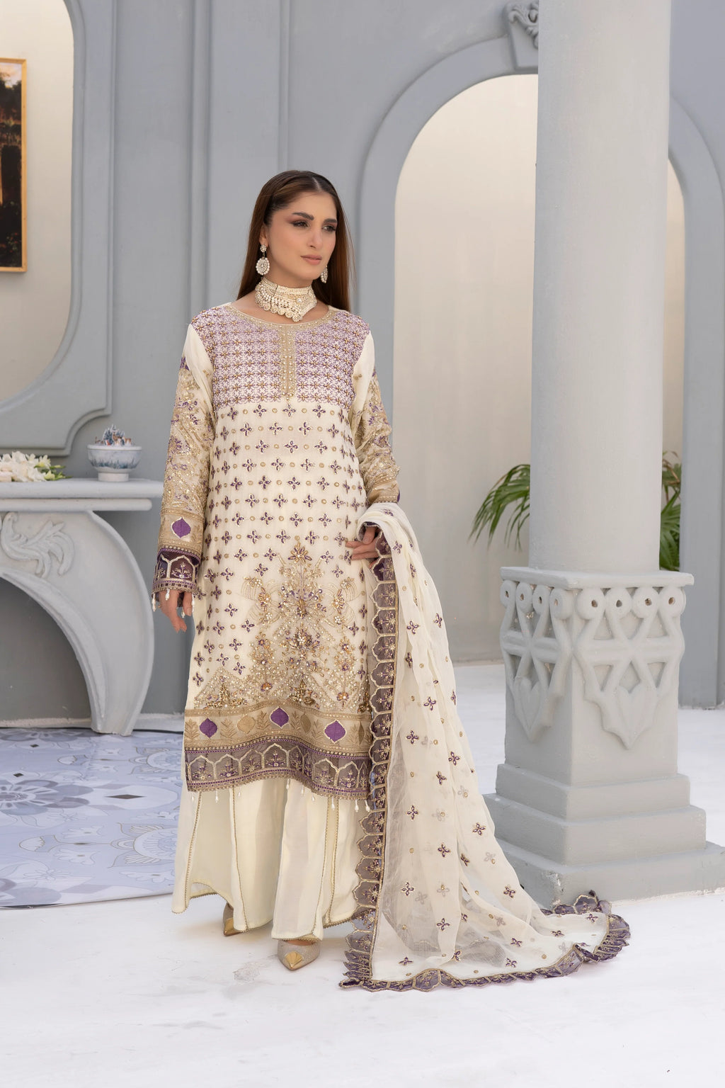 CREAM BLOOM | SS-1051 KURTA SET