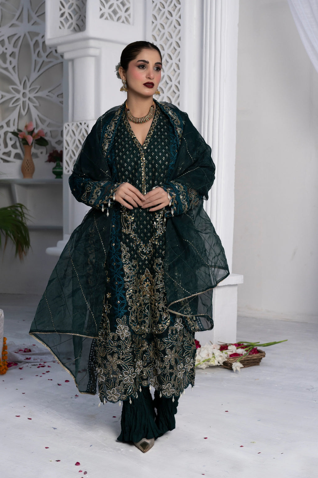 SHINY RUFFLE | SS-1046 LONG SHIRT WITH CRUSH SHARARA