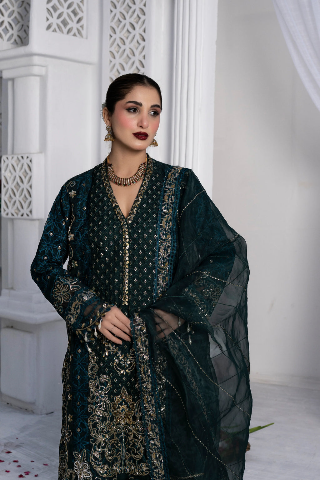 SHINY RUFFLE | SS-1046 LONG SHIRT WITH CRUSH SHARARA