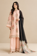 Bin Qasim – Peach Élan | Premium ChamKi Viscose 3-Piece Suit with Chiffon Dupatta