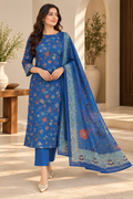 Bin Qasim Premium Chamki Viscose 3-Piece Printed Suit with Chiffon Dupatta