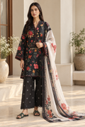 Black Floral 3 Piece Chamki Viscose Suit